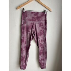 Sunzel Women Purple Tie Dye High Waisted Yoga Pants Leggings with Pockets Small